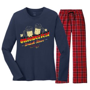 Oktoberfest Drink Beer Pitcher Germany Women's Long Sleeve Flannel Pajama Set 