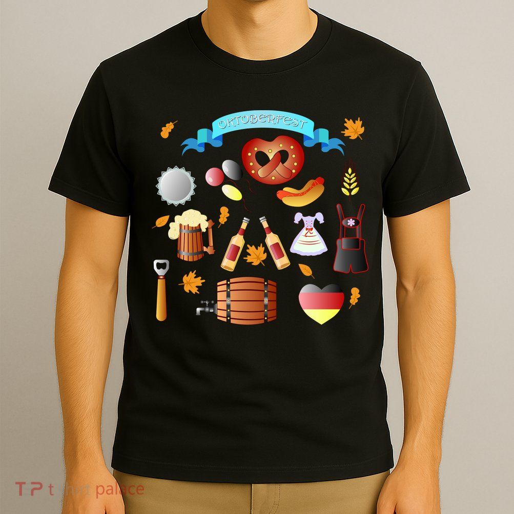 Oktoberfest Festive Mashup Beer Pretzel German T-Shirt