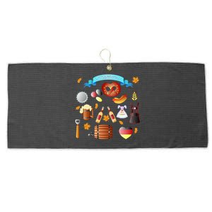 Oktoberfest Festive Mashup Beer Pretzel German Large Microfiber Waffle Golf Towel