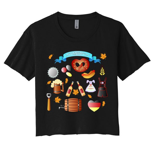 Oktoberfest Festive Mashup Beer Pretzel German Crop Top