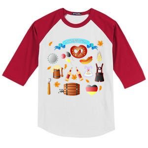 Oktoberfest Festive Mashup Beer Pretzel German Kids Colorblock Raglan Jersey