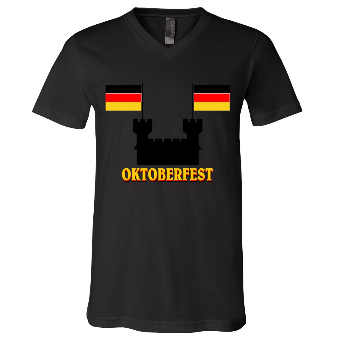 Oktoberfest German Flag Castle V-Neck T-Shirt