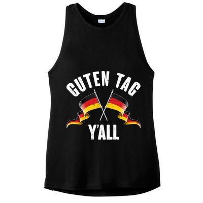 Oktoberfest Guten Tag Y'all German Flags Ladies PosiCharge Tri-Blend Wicking Tank