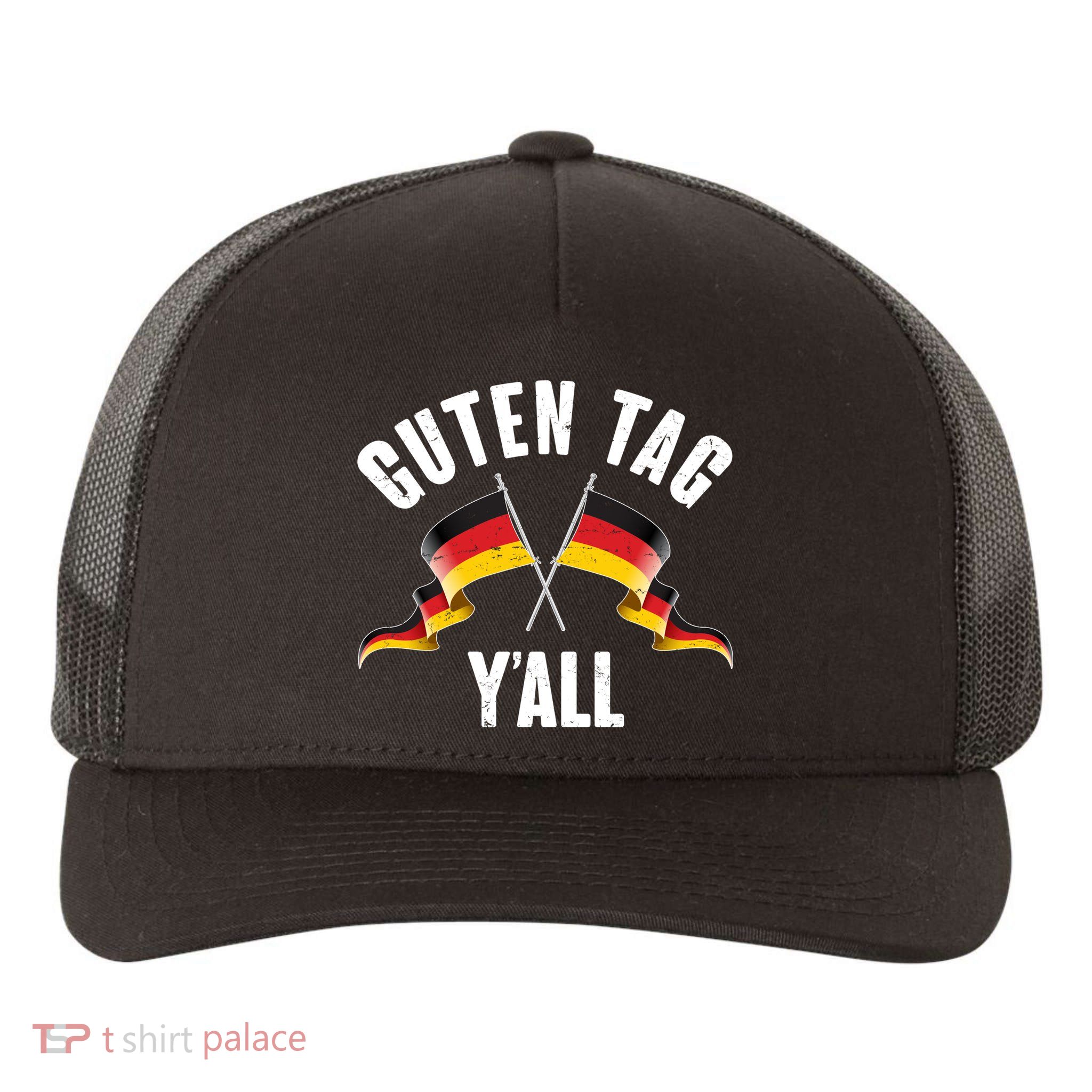 Oktoberfest Guten Tag Y'all German Flags Yupoong Adult 5-Panel Trucker Hat