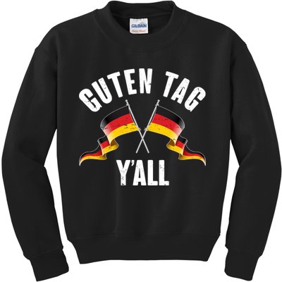 Oktoberfest Guten Tag Y'all German Flags Kids Sweatshirt
