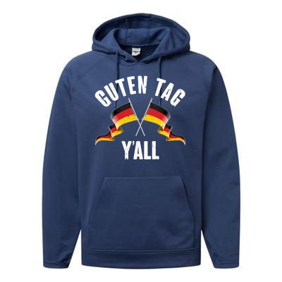 Oktoberfest Guten Tag Y'all German Flags Performance Fleece Hoodie