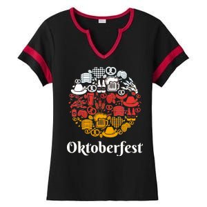 Oktoberfest Holiday Flag Mash Up Ladies Halftime Notch Neck Tee