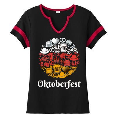 Oktoberfest Holiday Flag Mash Up Ladies Halftime Notch Neck Tee