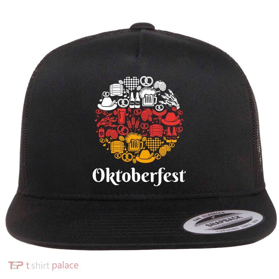 Oktoberfest Holiday Flag Mash Up Flat Bill Trucker Hat