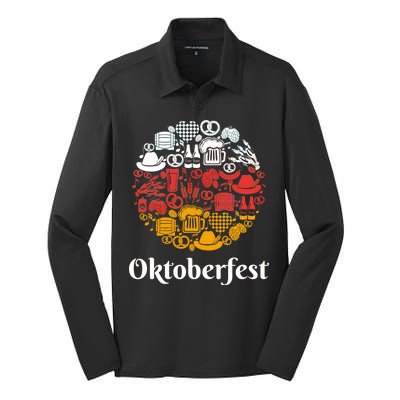 Oktoberfest Holiday Flag Mash Up Silk Touch Performance Long Sleeve Polo