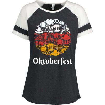 Oktoberfest Holiday Flag Mash Up Enza Ladies Jersey Colorblock Tee