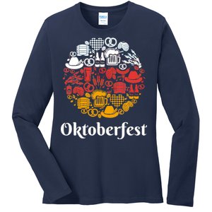 Oktoberfest Holiday Flag Mash Up Ladies Long Sleeve Shirt