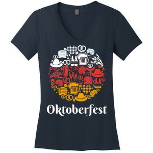 Oktoberfest Holiday Flag Mash Up Women's V-Neck T-Shirt