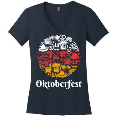 Oktoberfest Holiday Flag Mash Up Women's V-Neck T-Shirt