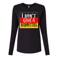 Oktoberfest I Don't Give A Schnitzel German Flag Womens Cotton Relaxed Long Sleeve T-Shirt