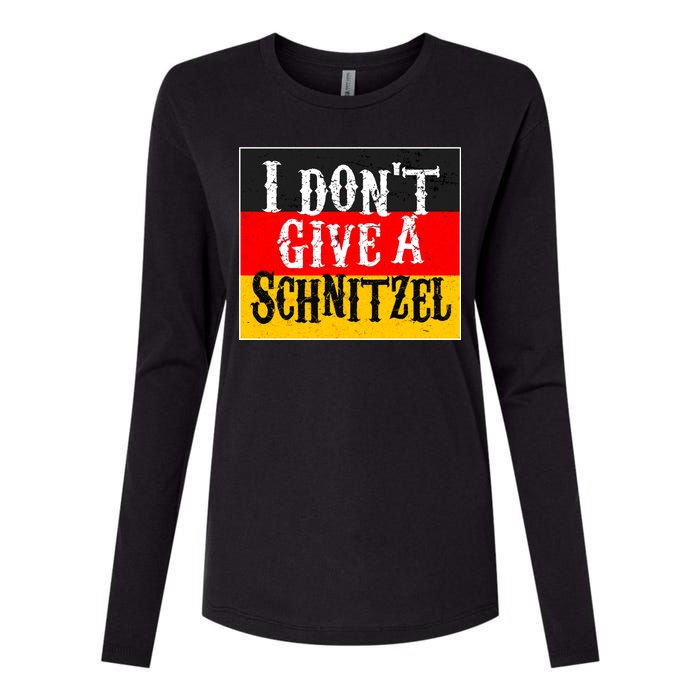 Oktoberfest I Don't Give A Schnitzel German Flag Womens Cotton Relaxed Long Sleeve T-Shirt