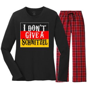 Oktoberfest I Don't Give A Schnitzel German Flag Women's Long Sleeve Flannel Pajama Set 