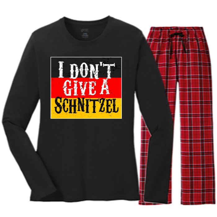 Oktoberfest I Don't Give A Schnitzel German Flag Women's Long Sleeve Flannel Pajama Set 