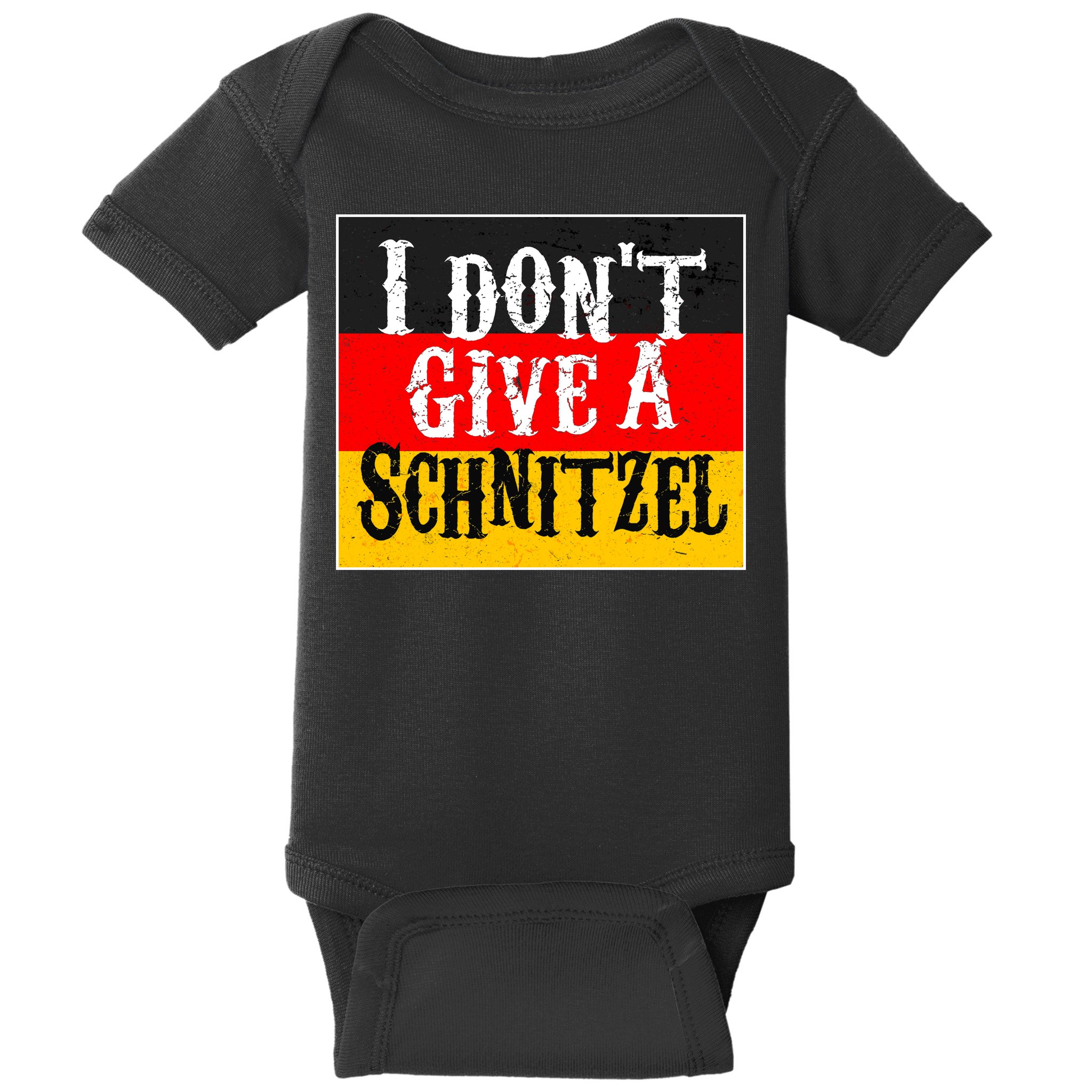 Oktoberfest I Don't Give A Schnitzel German Flag Baby Bodysuit