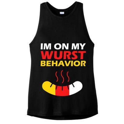 Oktoberfest I'm On My Wurst Behavior  Ladies PosiCharge Tri-Blend Wicking Tank