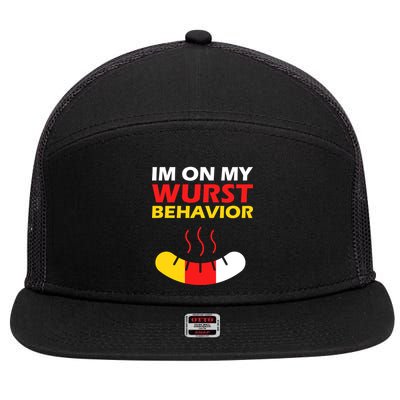 Oktoberfest I'm On My Wurst Behavior  7 Panel Mesh Trucker Snapback Hat