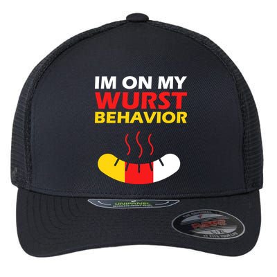 Oktoberfest I'm On My Wurst Behavior  Flexfit Unipanel Trucker Cap