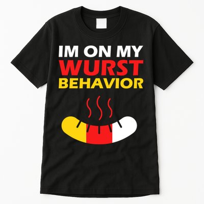 Oktoberfest I'm On My Wurst Behavior  Tall T-Shirt