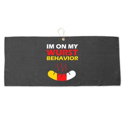 Oktoberfest I'm On My Wurst Behavior  Large Microfiber Waffle Golf Towel