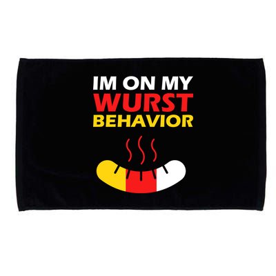 Oktoberfest I'm On My Wurst Behavior  Microfiber Hand Towel