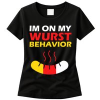 Oktoberfest I'm On My Wurst Behavior  Womens T-Shirt