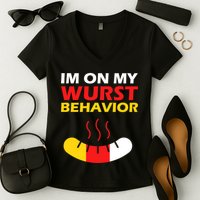 Oktoberfest I'm On My Wurst Behavior  Women's V-Neck T-Shirt