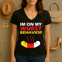 Oktoberfest I'm On My Wurst Behavior  Women's V-Neck T-Shirt