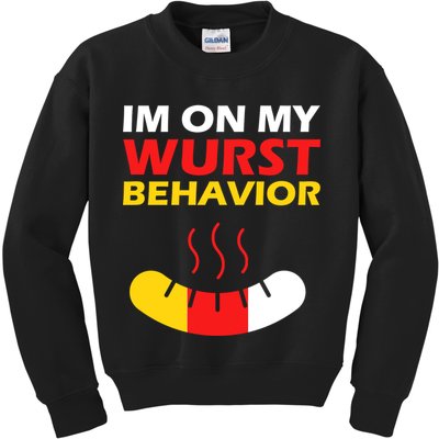 Oktoberfest I'm On My Wurst Behavior  Kids Sweatshirt
