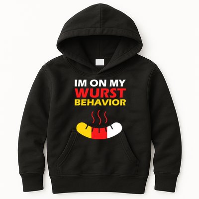 Oktoberfest I'm On My Wurst Behavior  Kids Hoodie