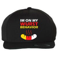 Oktoberfest I'm On My Wurst Behavior  Wool Snapback Cap