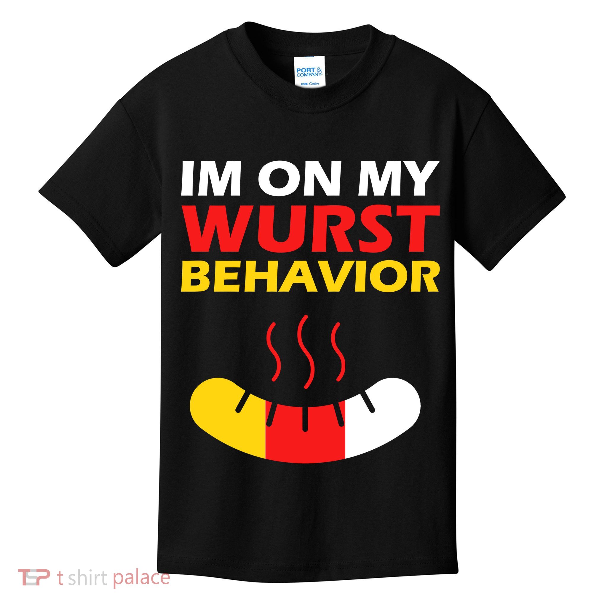 Oktoberfest I'm On My Wurst Behavior  Kids T-Shirt