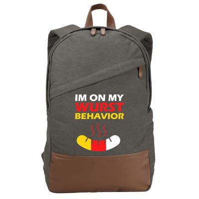 Oktoberfest I'm On My Wurst Behavior  Cotton Canvas Backpack