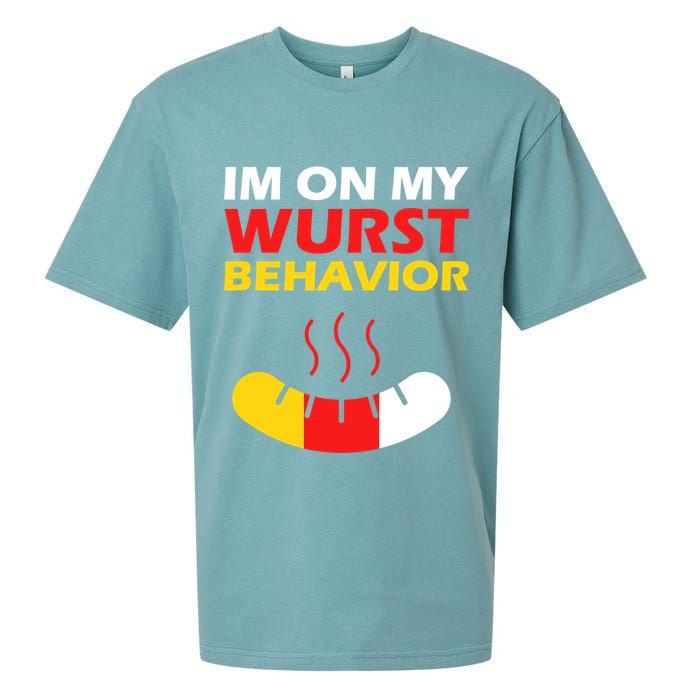 Oktoberfest I'm On My Wurst Behavior  Sueded Cloud Jersey T-Shirt