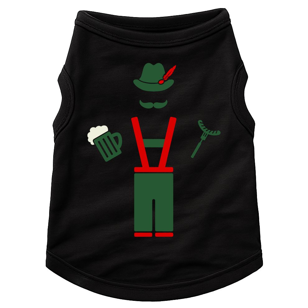 Oktoberfest Mustache Lederhosen Beer & Sausage Icon Doggie Tank