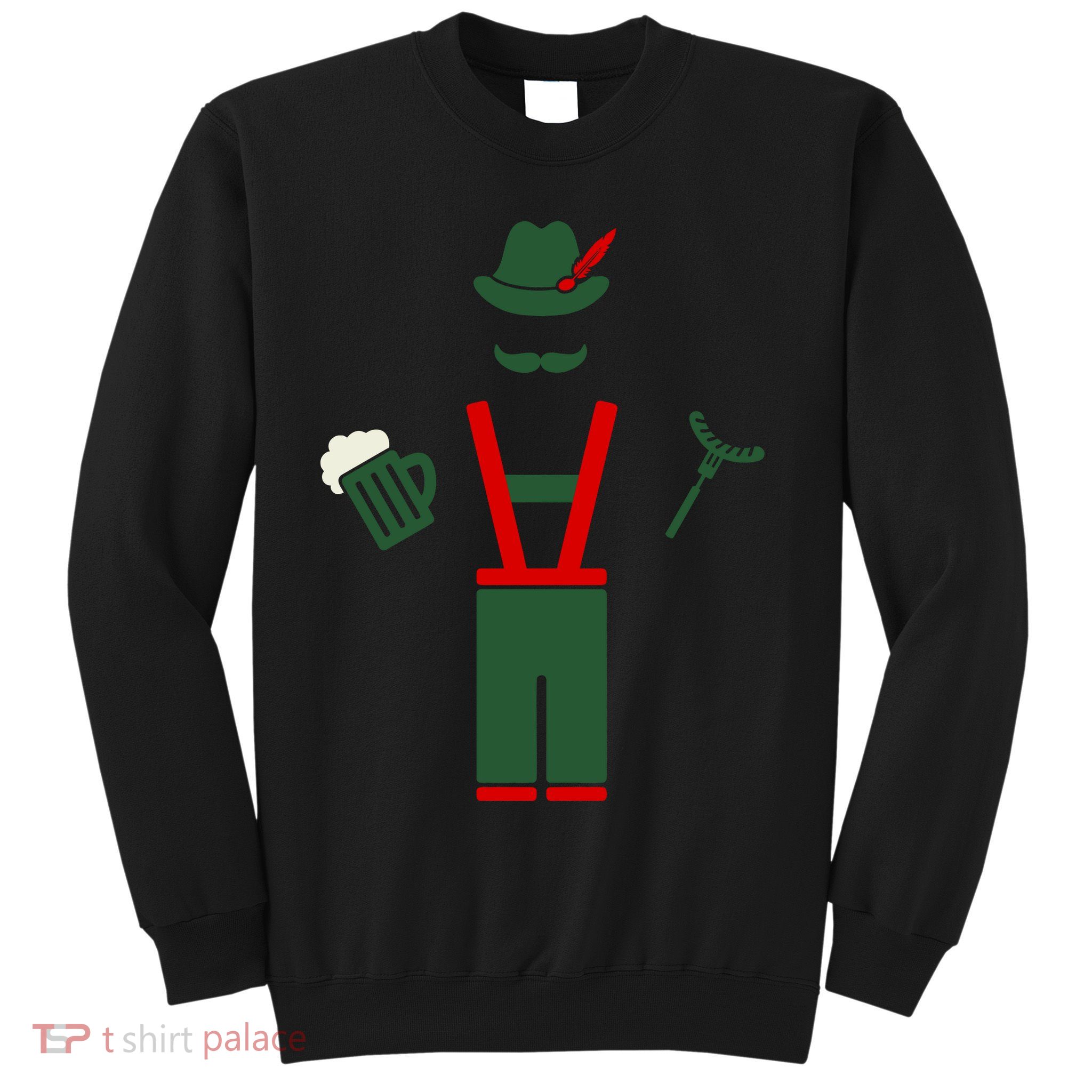 Oktoberfest Mustache Lederhosen Beer & Sausage Icon Sweatshirt