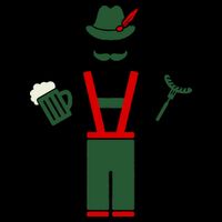 Oktoberfest Mustache Lederhosen Beer & Sausage Icon Bucket Hat