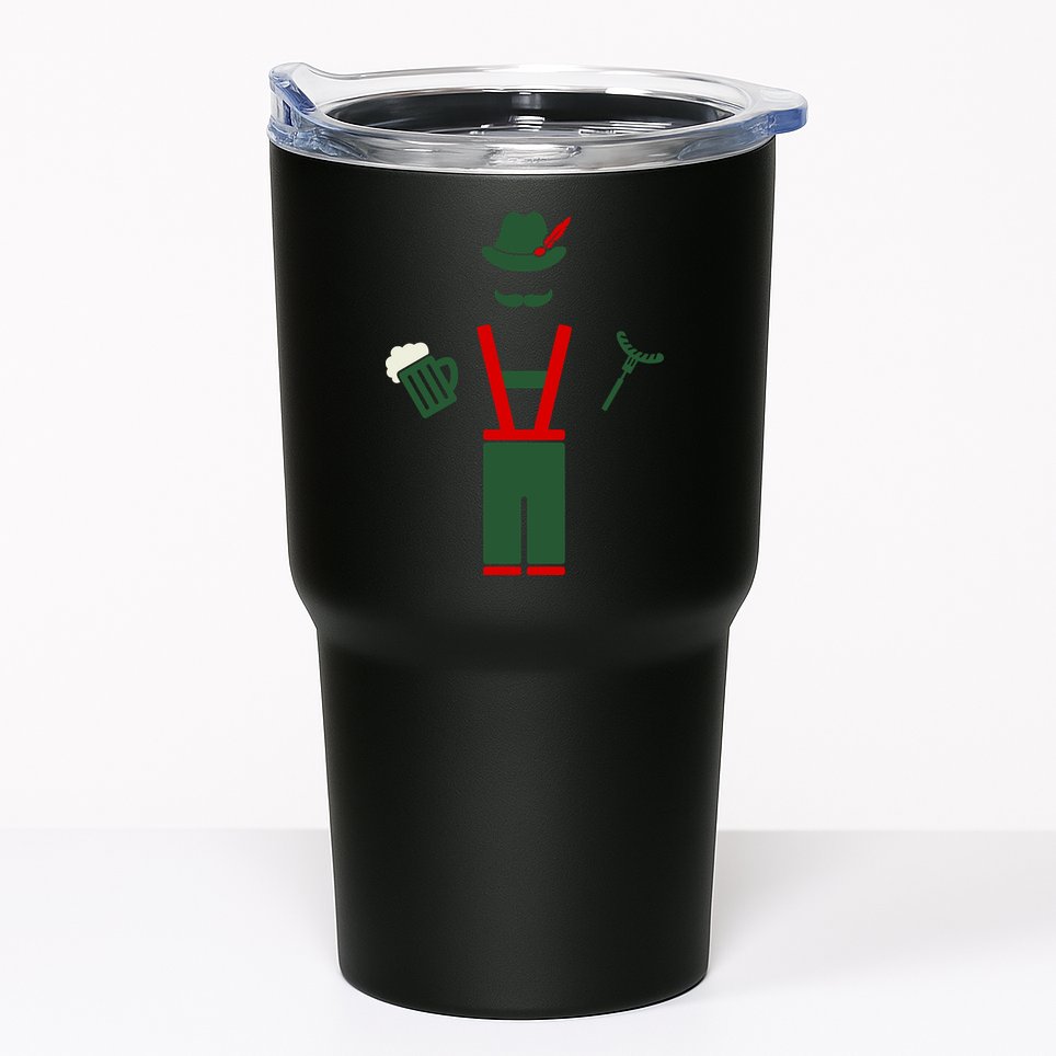 Oktoberfest Mustache Lederhosen Beer & Sausage Icon Tumbler