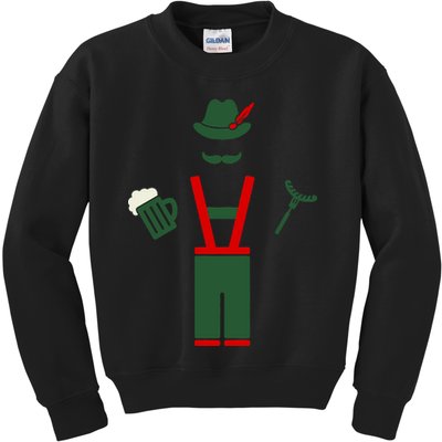 Oktoberfest Mustache Lederhosen Beer & Sausage Icon Kids Sweatshirt