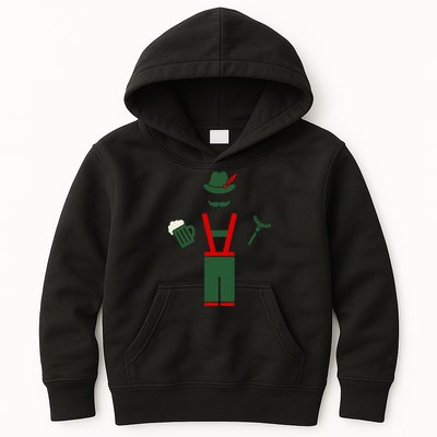 Oktoberfest Mustache Lederhosen Beer & Sausage Icon Kids Hoodie