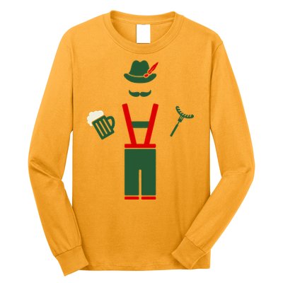Oktoberfest Mustache Lederhosen Beer & Sausage Icon Long Sleeve Shirt