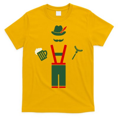 Oktoberfest Mustache Lederhosen Beer & Sausage Icon T-Shirt