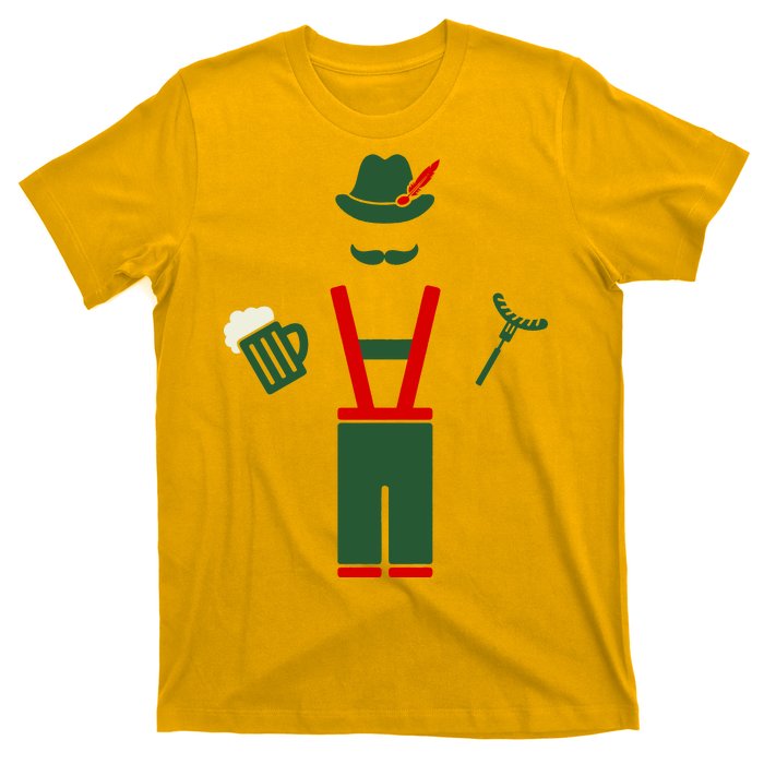 Oktoberfest Mustache Lederhosen Beer & Sausage Icon T-Shirt