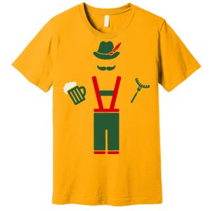 Oktoberfest Mustache Lederhosen Beer & Sausage Icon Premium T-Shirt