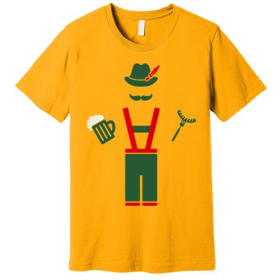 Oktoberfest Mustache Lederhosen Beer & Sausage Icon Premium T-Shirt