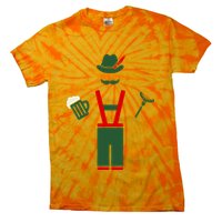 Oktoberfest Mustache Lederhosen Beer & Sausage Icon Tie-Dye T-Shirt